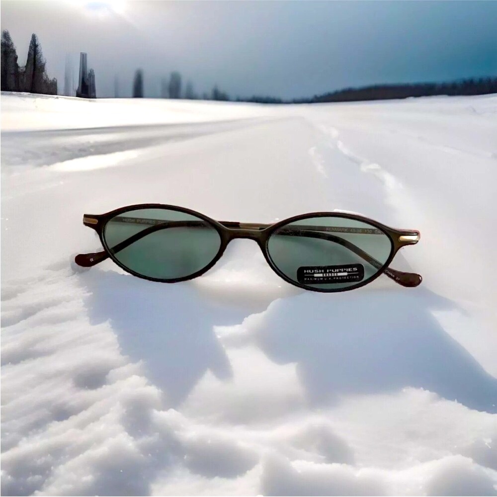 Hush Puppies Cool Green Shades Y2K Oval Sunglasses 1999 - Picture 4 of 6